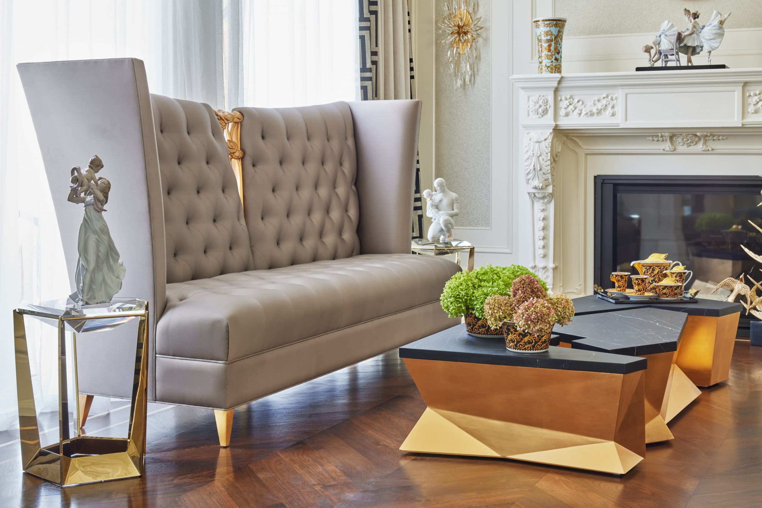 A Pahlevan Homes great room, finished in warm, old-world materials